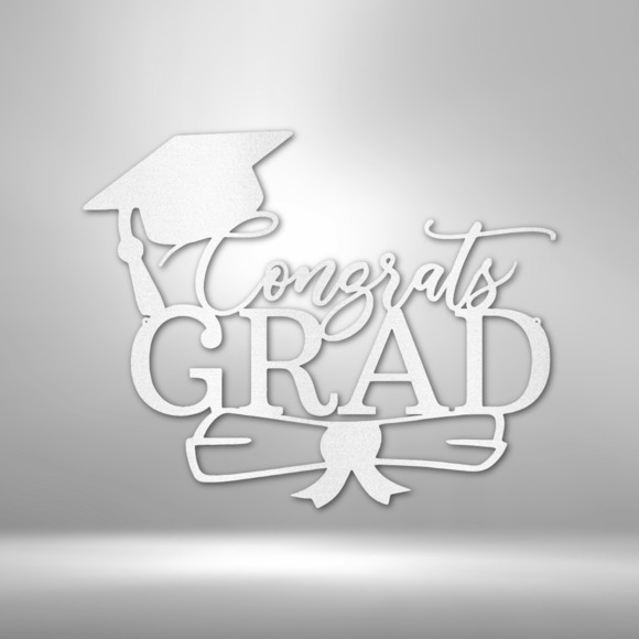 Congrats Grad Cap Steel Sign Laser Cut Powder Coated Home & Office Metal Wall De